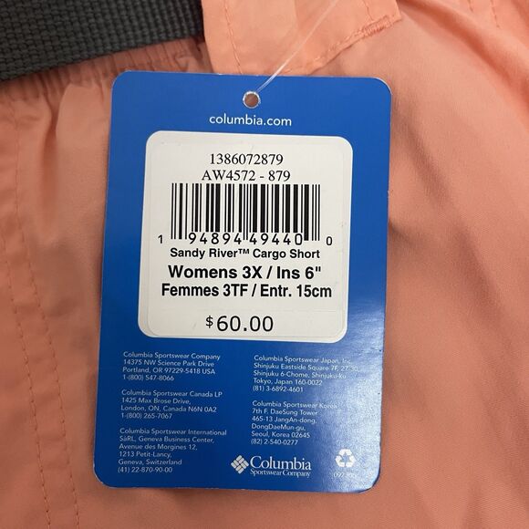 Columbia Women 3X Sandy River Omni-Shade Cargo Shorts Coral/Salmon NWT - Picture 3 of 8